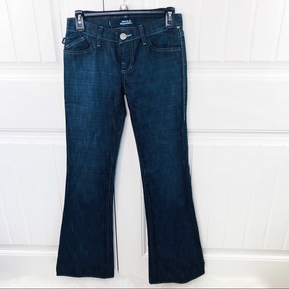 Rock & Republic Denim Dark Wash Flare Leg Jeans 24